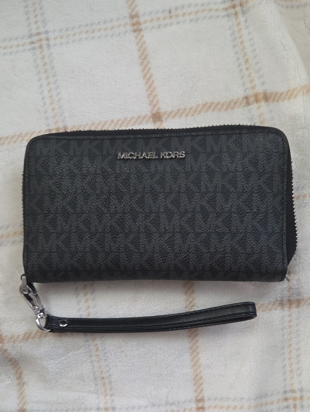 Michael Kors Black MK Logo Zip-Around Wristlet